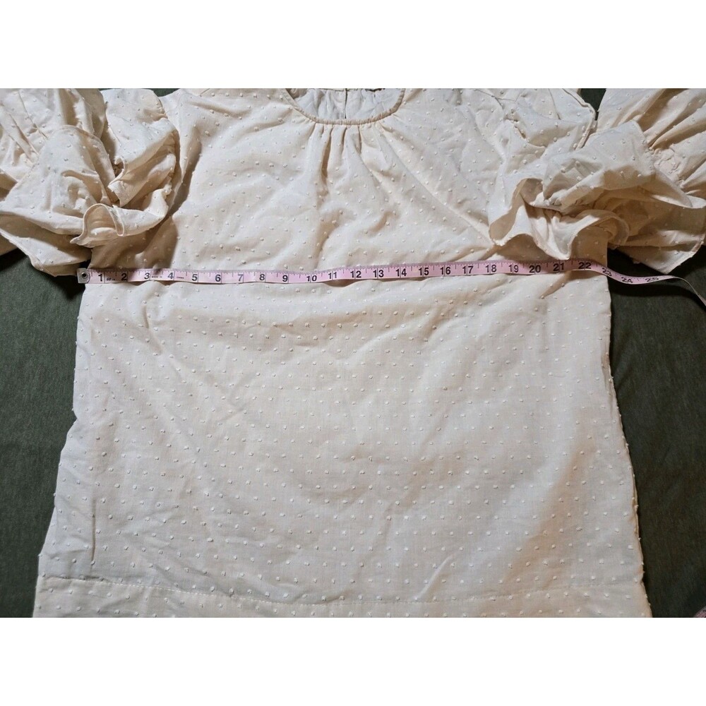 Karlie Blush Swiss Dot Ruffle Balloon Sleeve Top Feminine Coquette Large - Picture 4 of 7